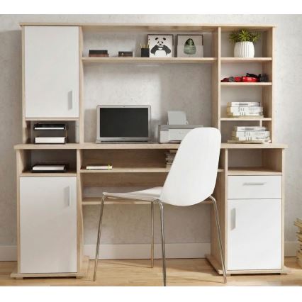 Schreibtisch mit Regal ELIAN 160x53 cm Sonoma-Eiche/Weiß