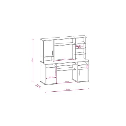 Schreibtisch mit Regal ELIAN 160x53 cm Sonoma-Eiche/Weiß