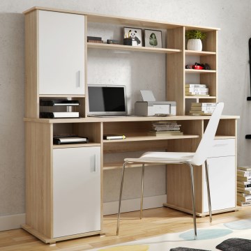 Schreibtisch mit Regal ELIAN Sonoma-Eiche/Weiß
