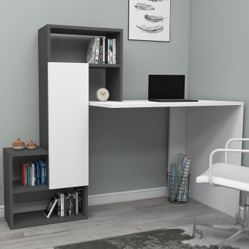Schreibtisch mit Regal IRMAK 119x138,6 cm weiß/anthrazit