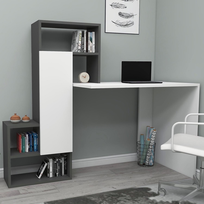 Schreibtisch mit Regal IRMAK 119x138,6 cm weiß/anthrazit