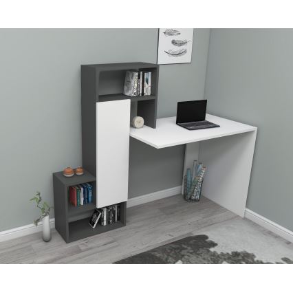 Schreibtisch mit Regal IRMAK 119x138,6 cm weiß/anthrazit
