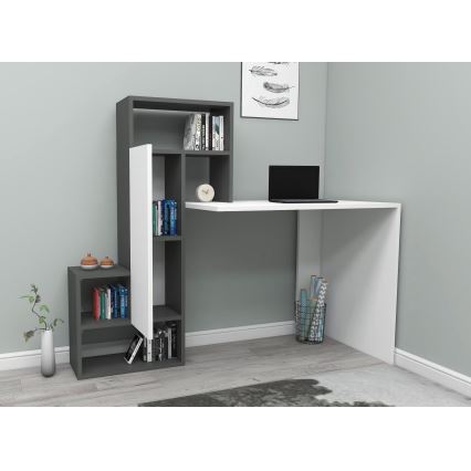 Schreibtisch mit Regal IRMAK 119x138,6 cm weiß/anthrazit