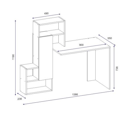 Schreibtisch mit Regal IRMAK 119x138,6 cm weiß/anthrazit