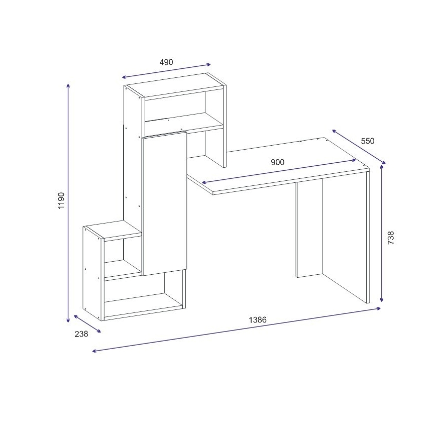 Schreibtisch mit Regal IRMAK 119x138,6 cm weiß/anthrazit
