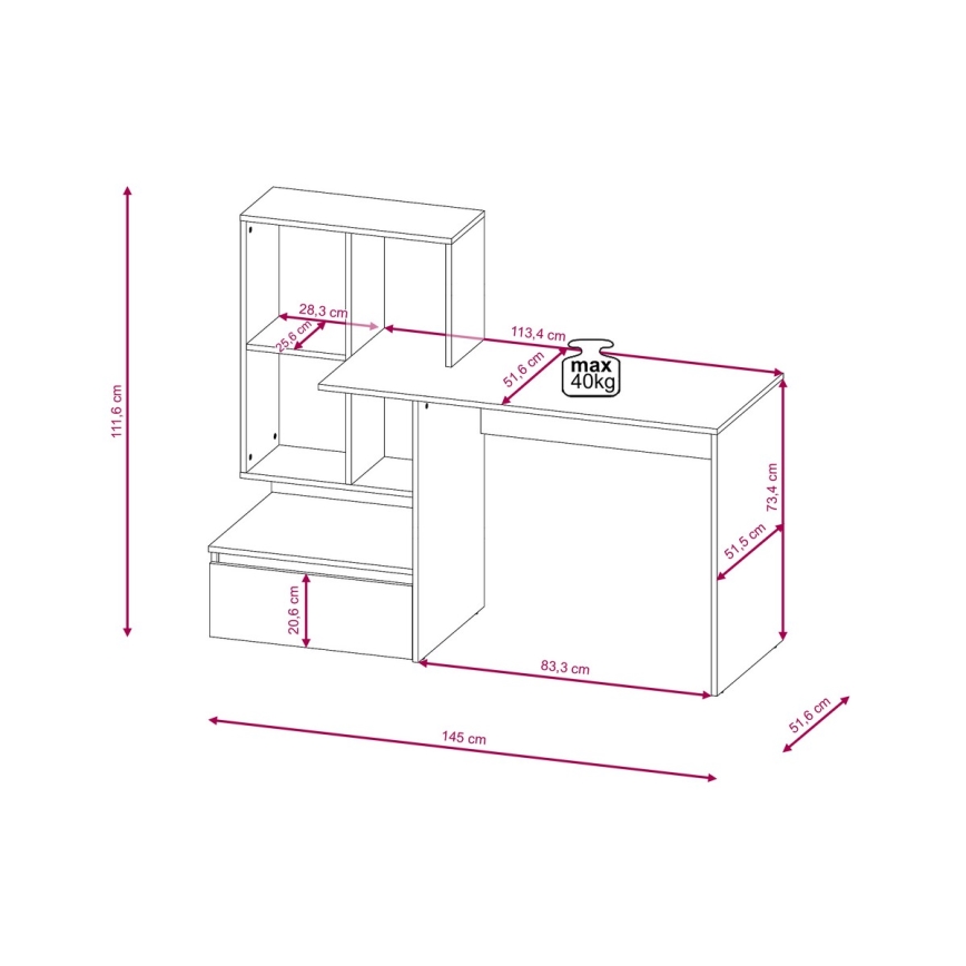 Schreibtisch mit Regal MARLO Artisan-Eiche/Anthrazit