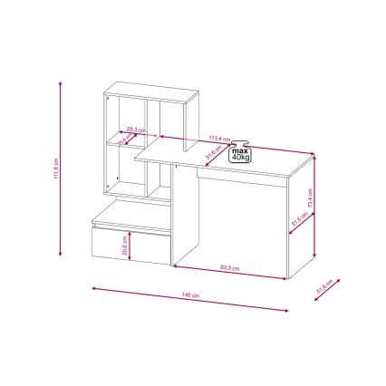 Schreibtisch mit Regal MARLO Eiche Artisan/Weiß