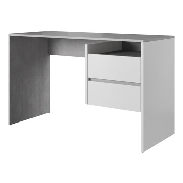 Schreibtisch mit Schubladen MARLO, Betongrau/Weiß