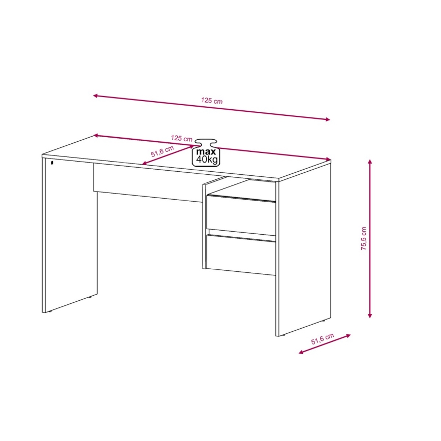 Schreibtisch mit Schubladen MARLO, Betongrau/Weiß