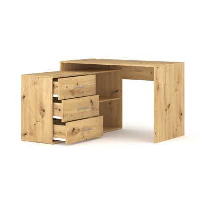 Schreibtisch mit Schubladen und beidseitig montierbarer Ecke R/L JULES Artisan-Eiche
