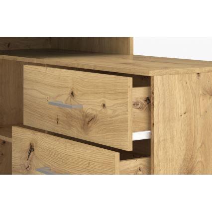 Schreibtisch mit Schubladen und beidseitig montierbarer Ecke R/L JULES Artisan-Eiche