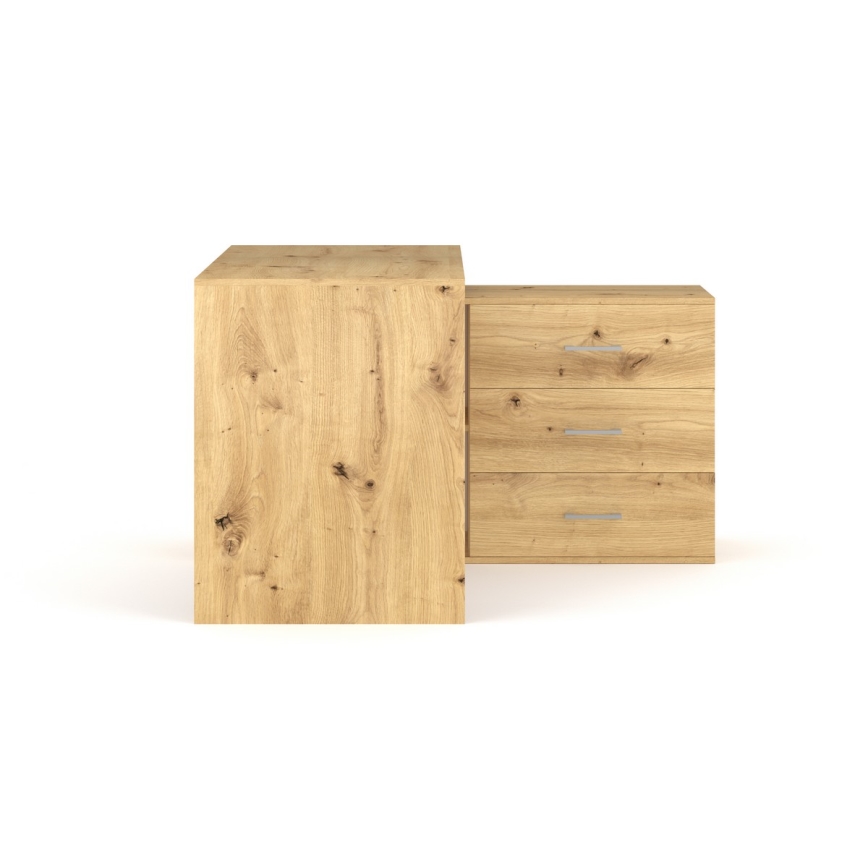 Schreibtisch mit Schubladen und beidseitig montierbarer Ecke R/L JULES Artisan-Eiche