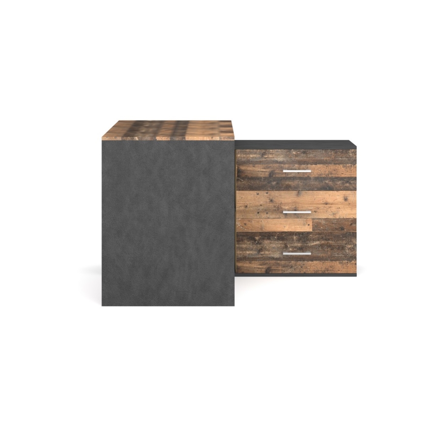 Schreibtisch mit Schubladen und beidseitig montierbarer Ecke (rechts/links) JULES Braun/Schwarz