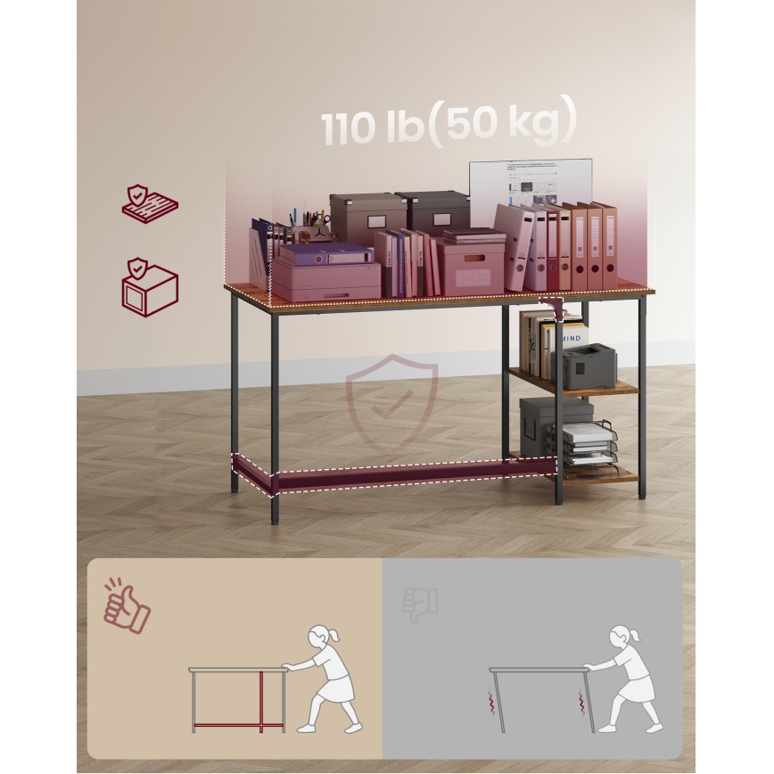 Schreibtisch SOLEA 140 x 60 cm braun/schwarz