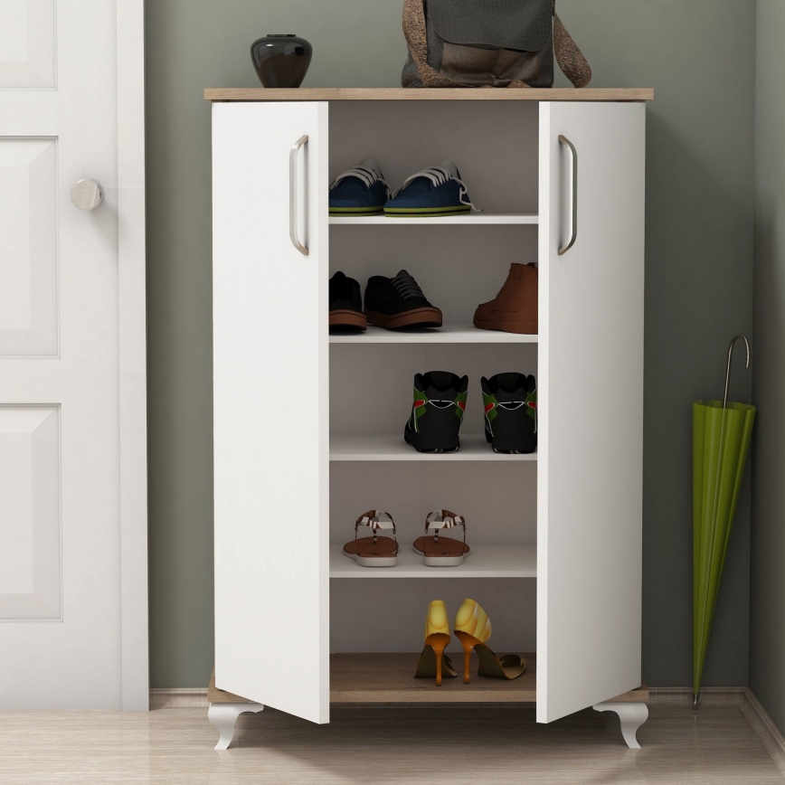 Schuhschrank ASTA 100x72 cm weiß/beige
