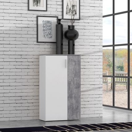 Schuhschrank ETON weiß/grau, Betonoptik
