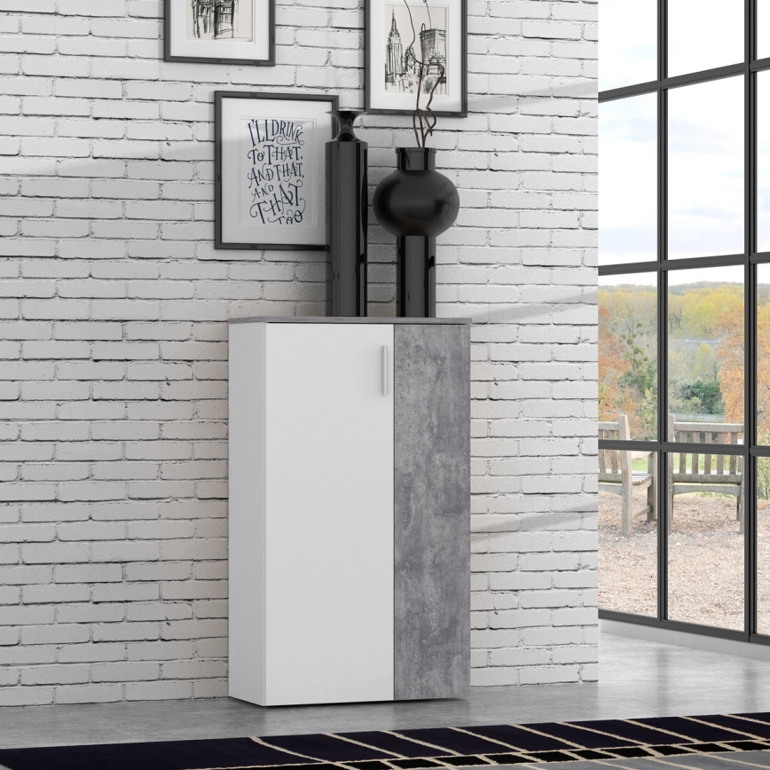 Schuhschrank ETON weiß/grau, Betonoptik