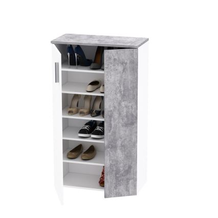 Schuhschrank ETON weiß/grau, Betonoptik