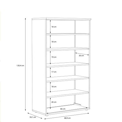 Schuhschrank ETON weiß/grau, Betonoptik