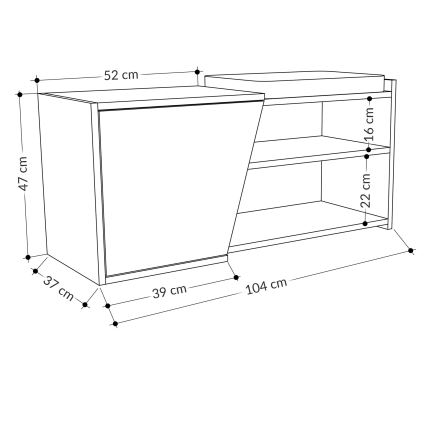 Schuhschrank FIONA 37x104 cm braun/anthrazit