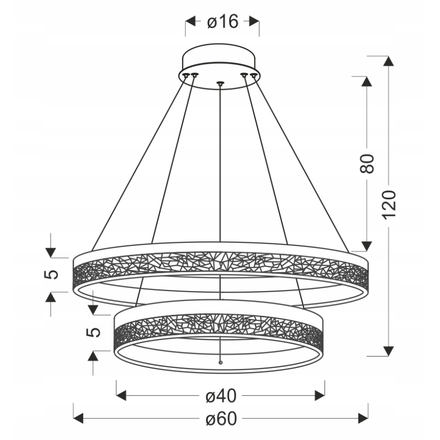 Schwarz Hängeleuchte FROZI LED/38W/230V Ø 60 cm