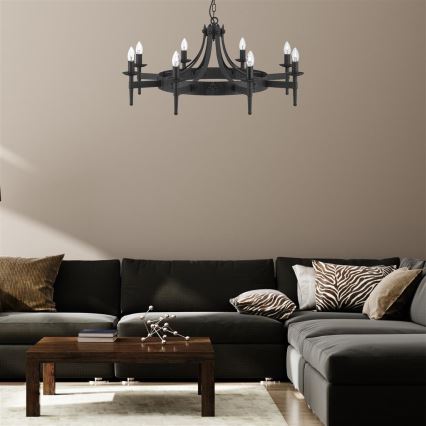 Searchlight - Kronleuchter an Kette CARTWHEEL 8xE14/60W/230V schwarz