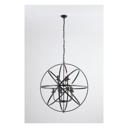 Searchlight - Kronleuchter an Kette ORBIT 8xE14/60W/230V schwarz