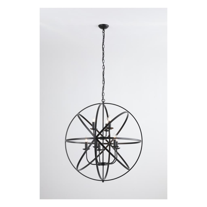 Searchlight - Kronleuchter an Kette ORBIT 8xE14/60W/230V schwarz