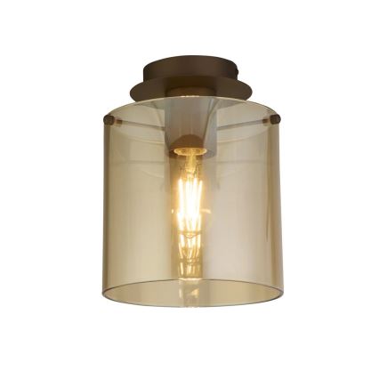 Searchlight - Deckenleuchte SWEDEN 1xE27/60W/230V Ø 22 cm braun/rauchglas