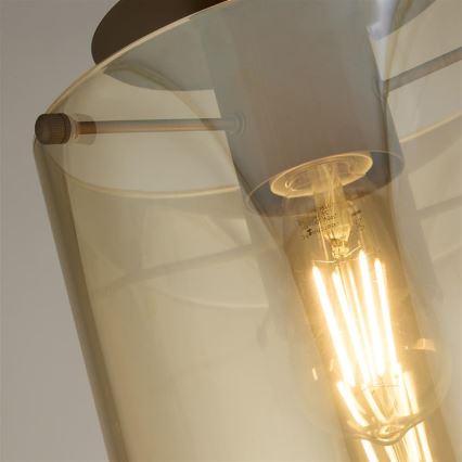 Searchlight - Deckenleuchte SWEDEN 1xE27/60W/230V Ø 22 cm braun/rauchglas