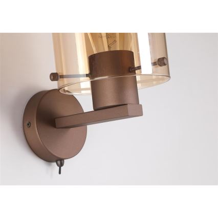 Searchlight - Wandleuchte SWEDEN 1xE27/60W/230V braun/rauchfarben