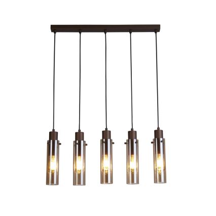 Searchlight - Pendelleuchte an Kabel SWEDEN 5xE27/60W/230V braun/rauchfarben