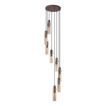 Searchlight - Hängeleuchte an Kabel SWEDEN 8xE27/60W/230V braun/rauchfarben