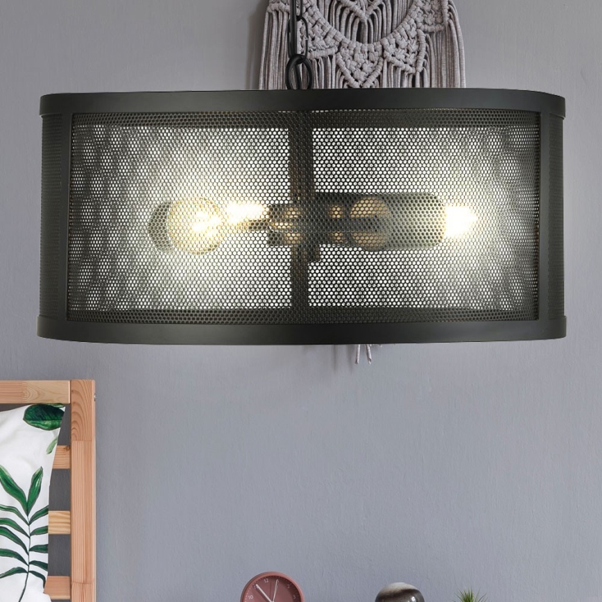 Searchlight - Ketten-Kronleuchter  FISHNET 3xE27/60W/230V schwarz
