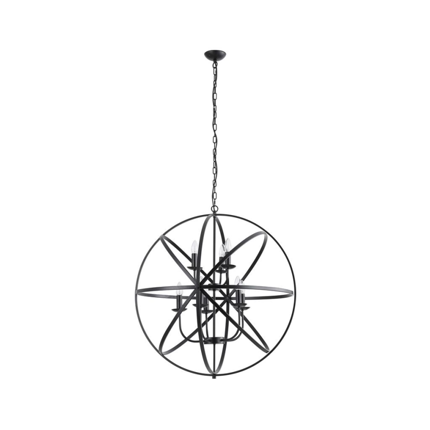 Searchlight - Kronleuchter an Kette ORBIT 8xE14/60W/230V schwarz