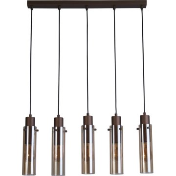 Searchlight - Pendelleuchte an Kabel SWEDEN 5xE27/60W/230V braun/rauchfarben