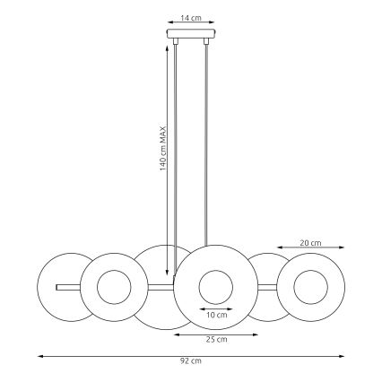 Seil-Hängeleuchte UMBRA 6xG9/8W/230V rot