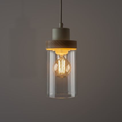 Seil-Hängeleuchte WOODNEST 1xE27/15W/230V Kiefer/Creme