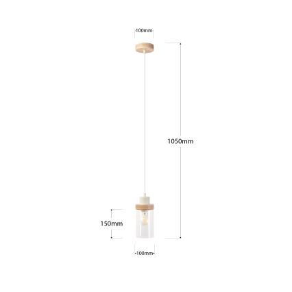 Seil-Hängeleuchte WOODNEST 1xE27/15W/230V Kiefer/Creme