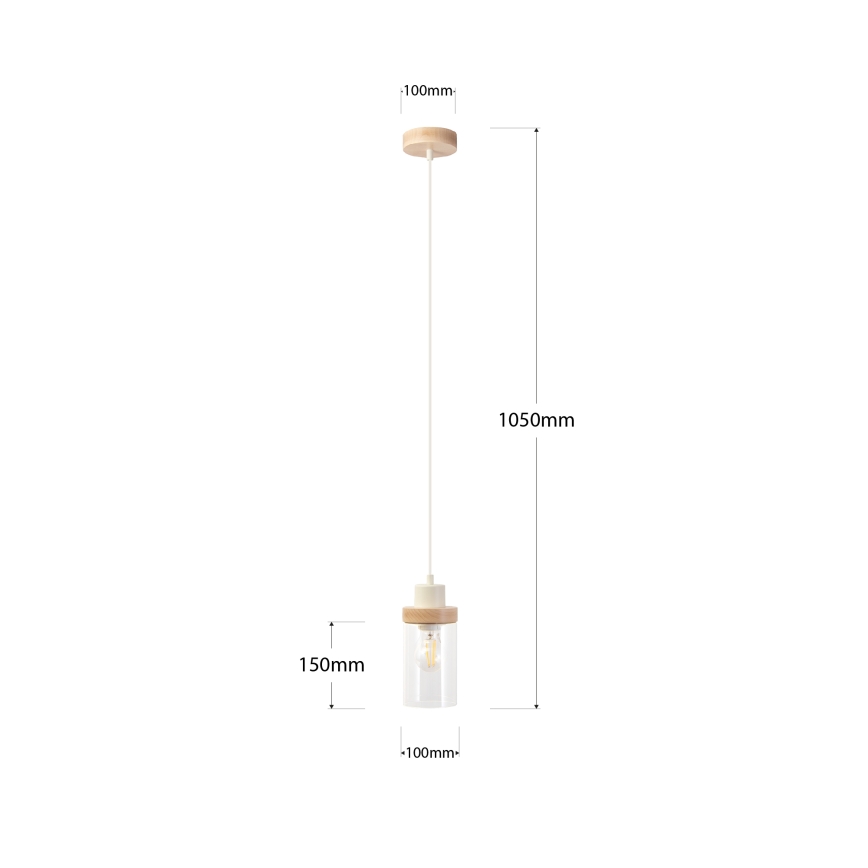 Seil-Hängeleuchte WOODNEST 1xE27/15W/230V Kiefer/Creme