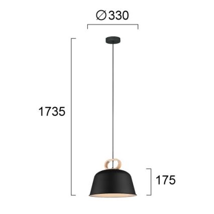 Seilpendelleuchte CLIP 1xE27/40W/230V schwarz/braun