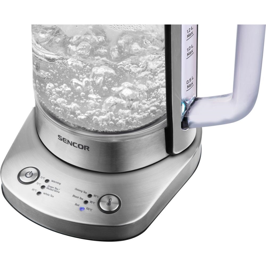 Sencor - 1,5 l Wasserkocher mit Temperaturregelung, 1500 W/230 V, Edelstahl