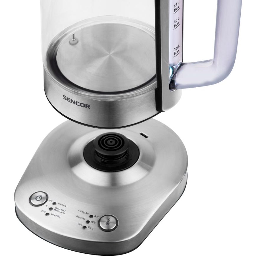 Sencor - 1,5 l Wasserkocher mit Temperaturregelung, 1500 W/230 V, Edelstahl