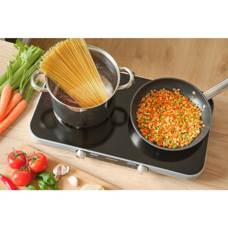 Sencor - 2-flammiges Glaskeramikkochfeld mit LCD-Anzeige 3500W/230V