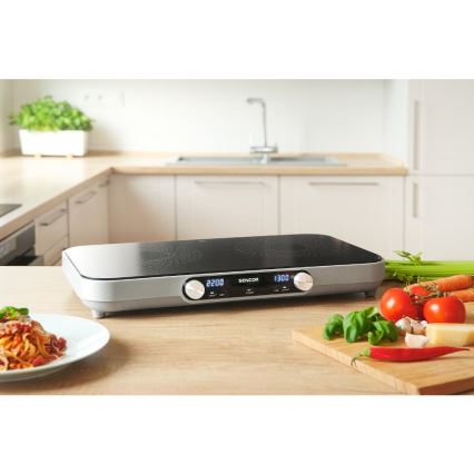 Sencor - 2-flammiges Glaskeramikkochfeld mit LCD-Anzeige 3500W/230V