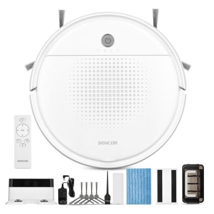 Sencor - Saugroboter mit Wischfunktion 2in1 18W/1500 mAh weiß + Fernbedienung