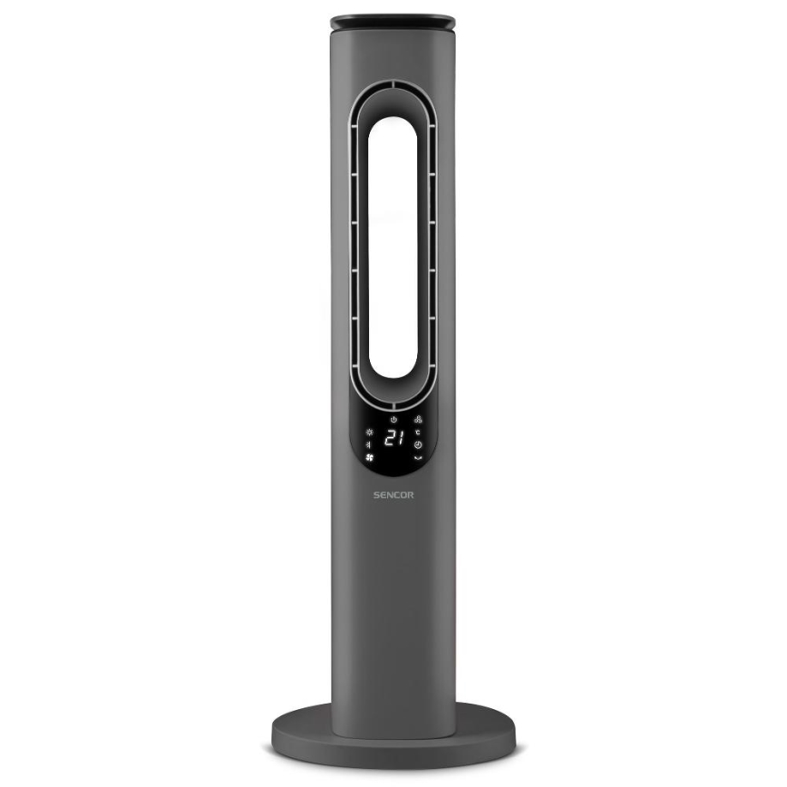 Sencor - Flügelloser Turmventilator mit Keramik-Heizelement 1200/2000W/230V anthrazit + Fernbedienung