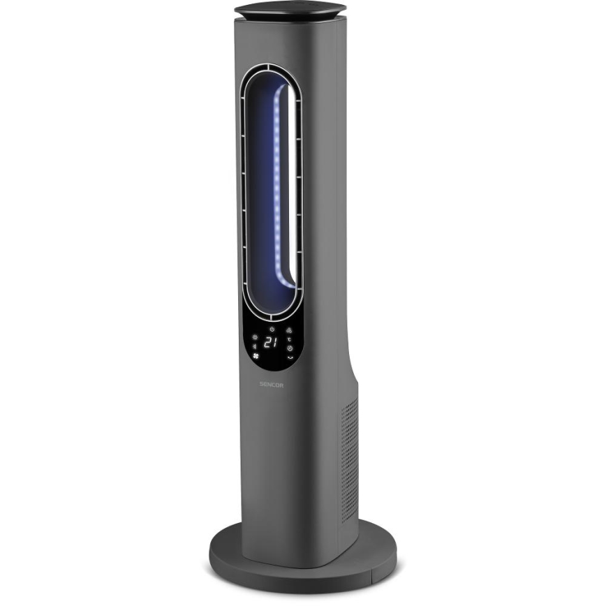 Sencor - Flügelloser Turmventilator mit Keramik-Heizelement 1200/2000W/230V anthrazit + Fernbedienung