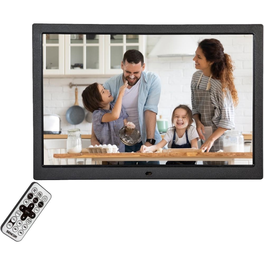 Sencor - Digitaler Fotorahmen 15,4 mit integriertem Lautsprecher, 230 V, schwarz + Fernbedienung