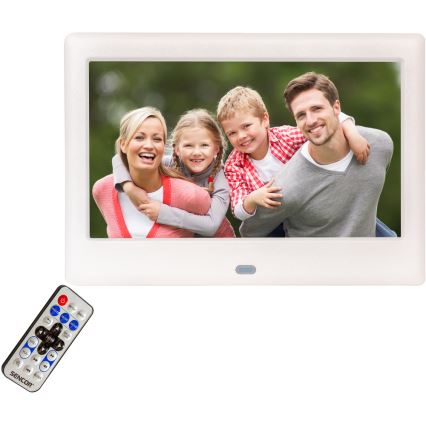 Sencor - Digitaler Fotorahmen 7 mit integriertem Lautsprecher 230V weiß + Fernbedienung